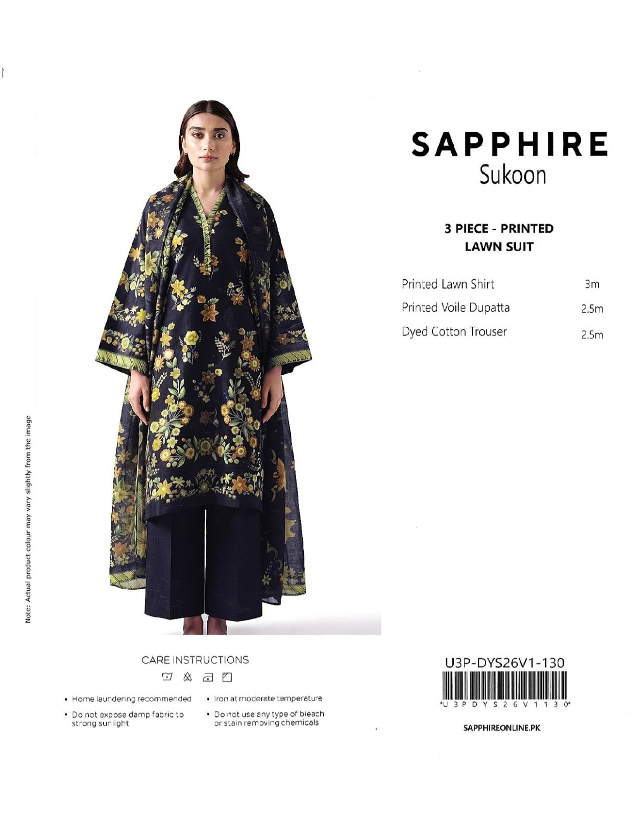 Sukoon By Sapphire Digital Printed Lawn 3PC