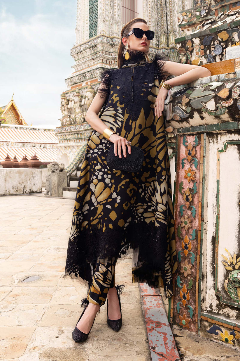 Maria B 3 Piece Unstitched Heavy Embroidered Lawn Replica Suit | MPT-2809-B