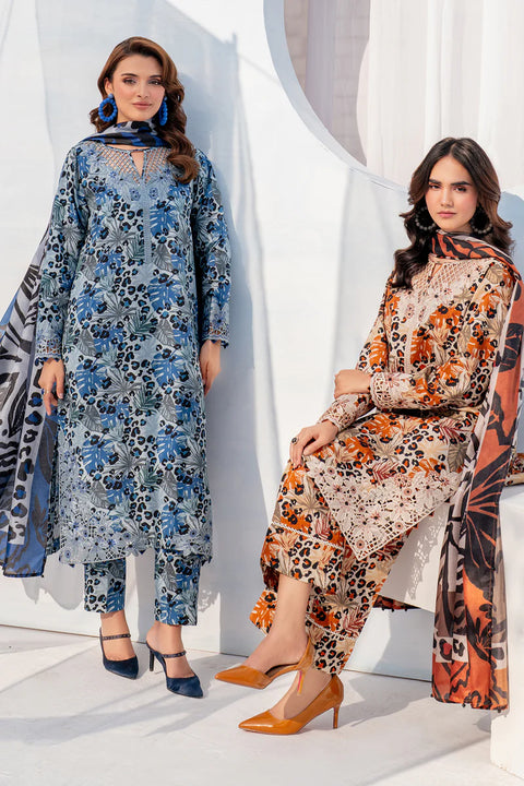 Baroque EMBROIDERED Unstitched Lawn 3 Pcs UF-4039 VSLKBrwn