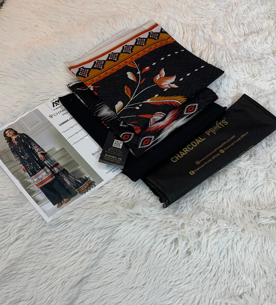 Charcoal Original Lawn 3PC Printed With Dyed Trouser 001902