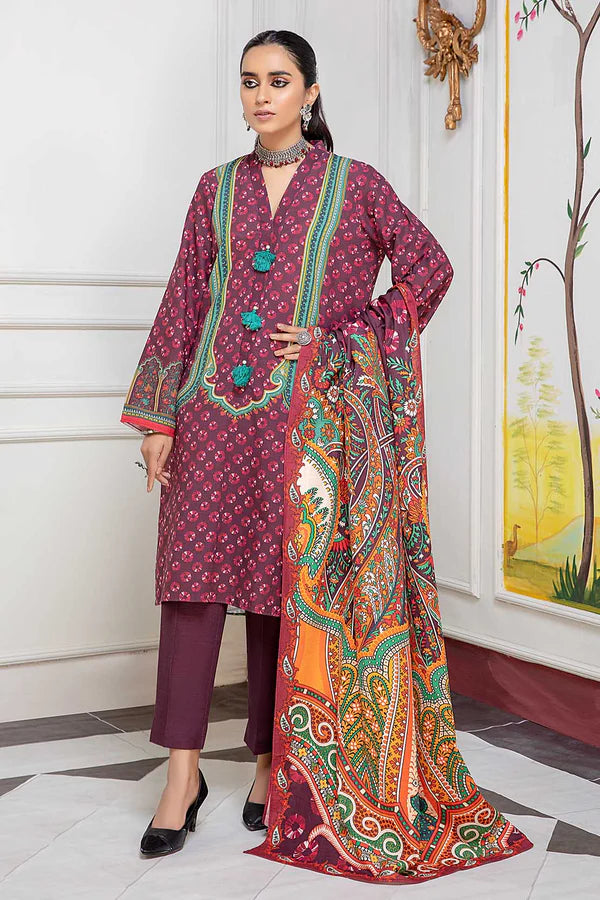 So kamal Stitched Khaddar Shirt Trouser Dupatta 3PC DPW-1744 Suit Embroidered