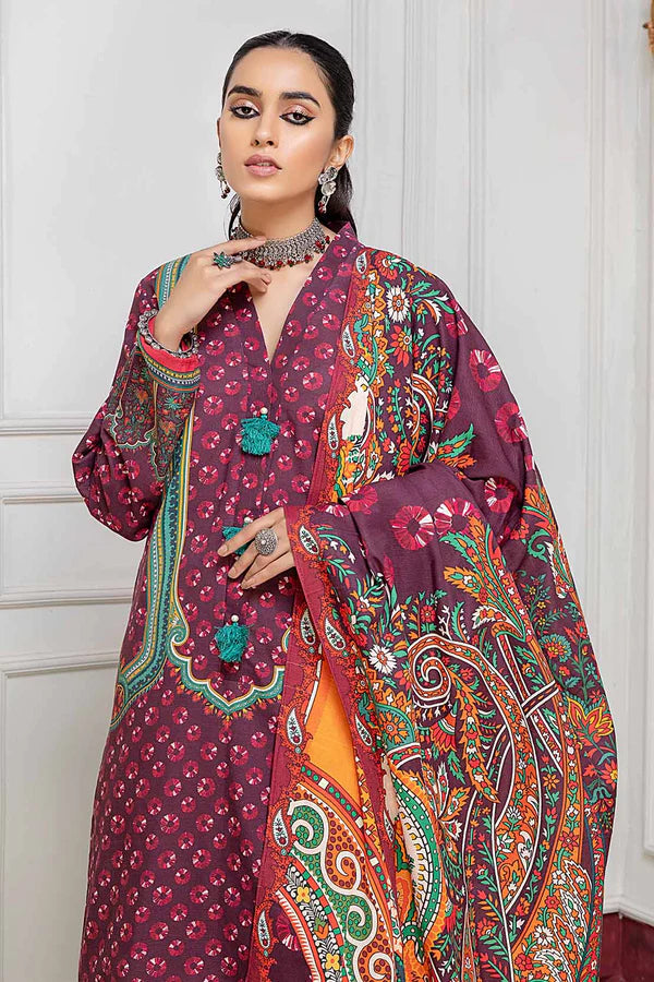 So kamal Stitched Khaddar Shirt Trouser Dupatta 3PC DPW-1744 Suit Embroidered