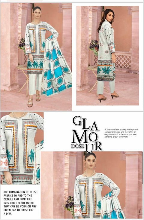 Ittehad Unstitched Lawn 3pcs Shirt Trouser + Dupatta IT610