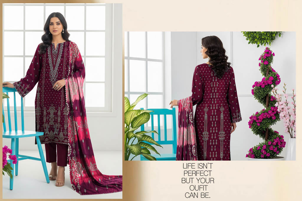 Tayyab Noor Embroidered Lawn 3-Piece Suit -Air jet Superior Lawn 001255