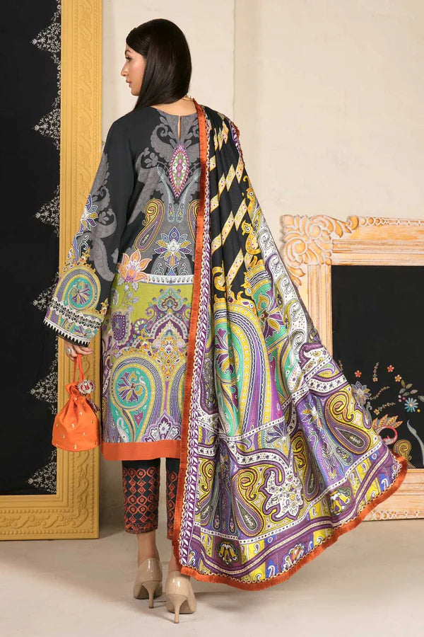 So kamal Khaddar Twill wool shawl 3pcs DPW-1967-B Patch Included