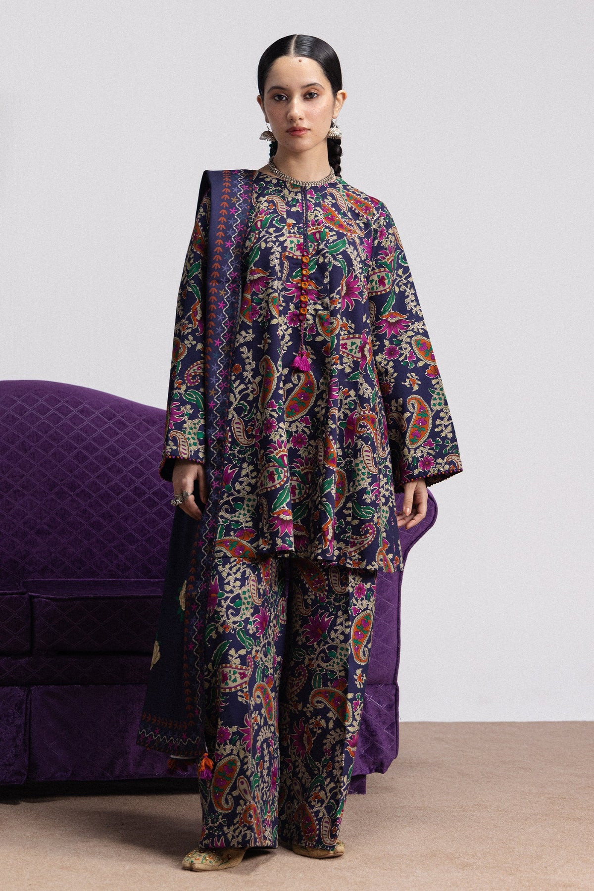 Coco By Zara ShahJahan Digital Printed Khaddar 3Pcs Suit Sofia-6A