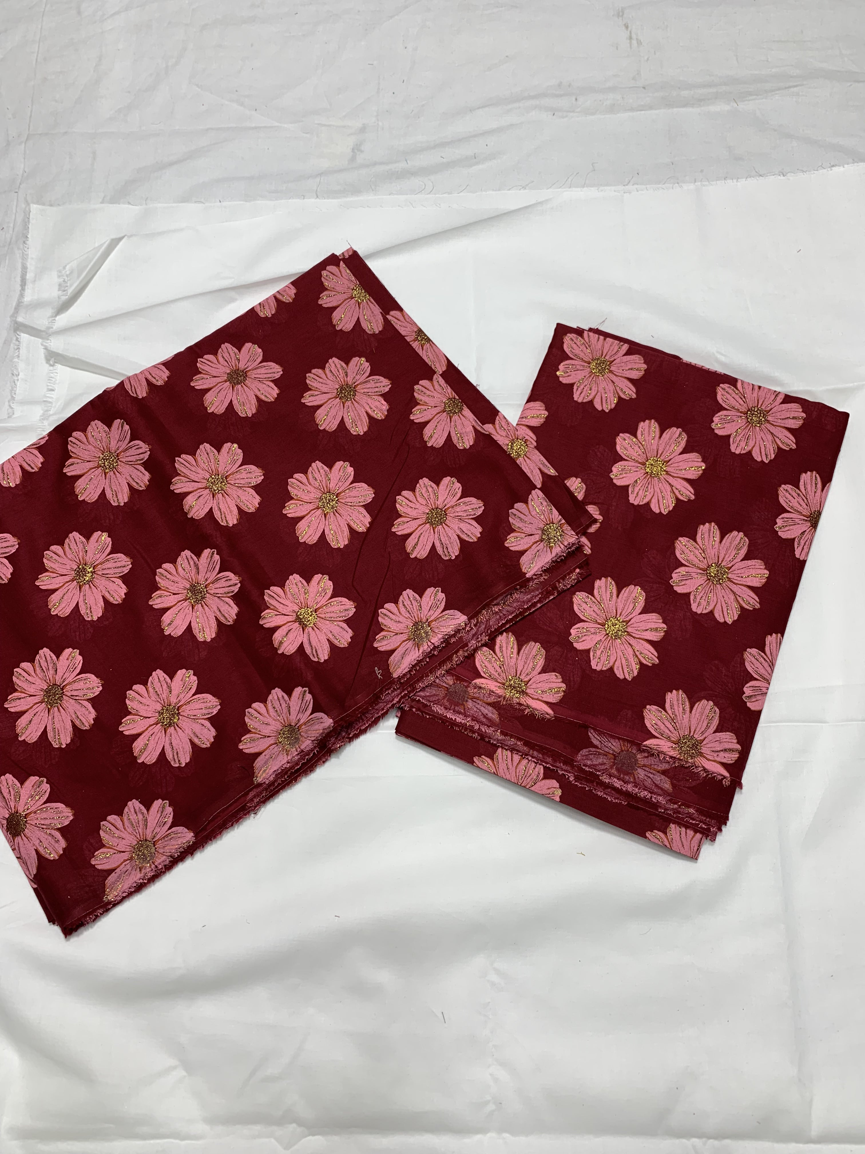 Imported Hand Paint Work Sunflower All-over 2Pc Lawn Block Printed