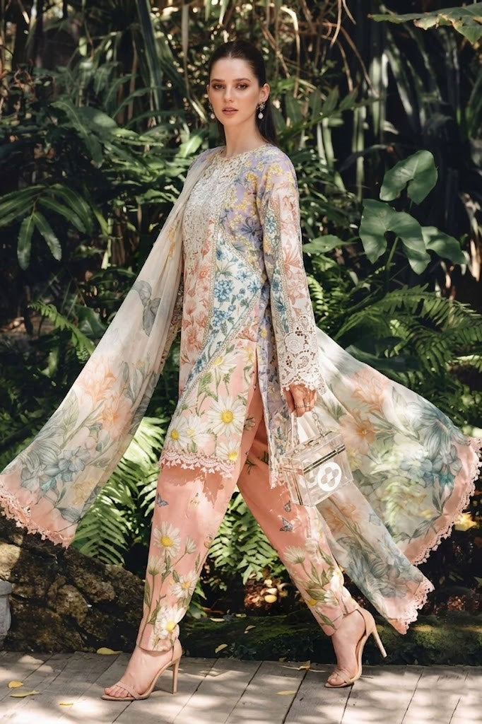 Maria B 3 Piece Unstitched Heavy Embroidered Lawn Replica Suit | MPT-2910-B