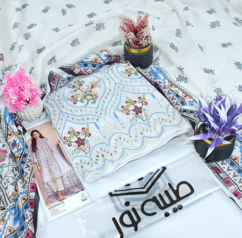 Tayyaba Noor Elegant Chikenkari Lawn Formal 3pcs Lawn Dupatta 000253
