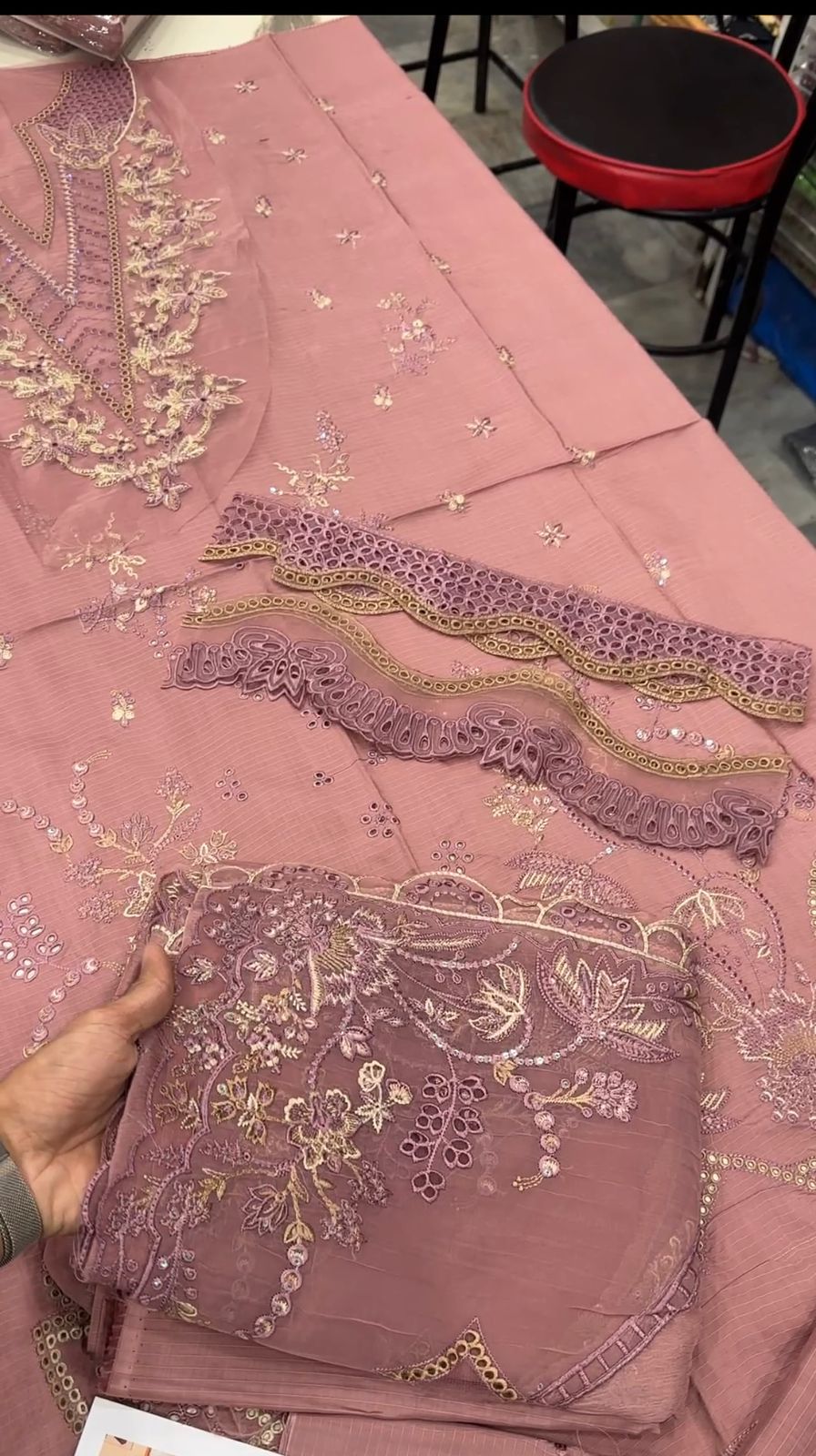 QalamKaar Luxury Chikankari Viscose – BR-17 Winer 3Pc Suit