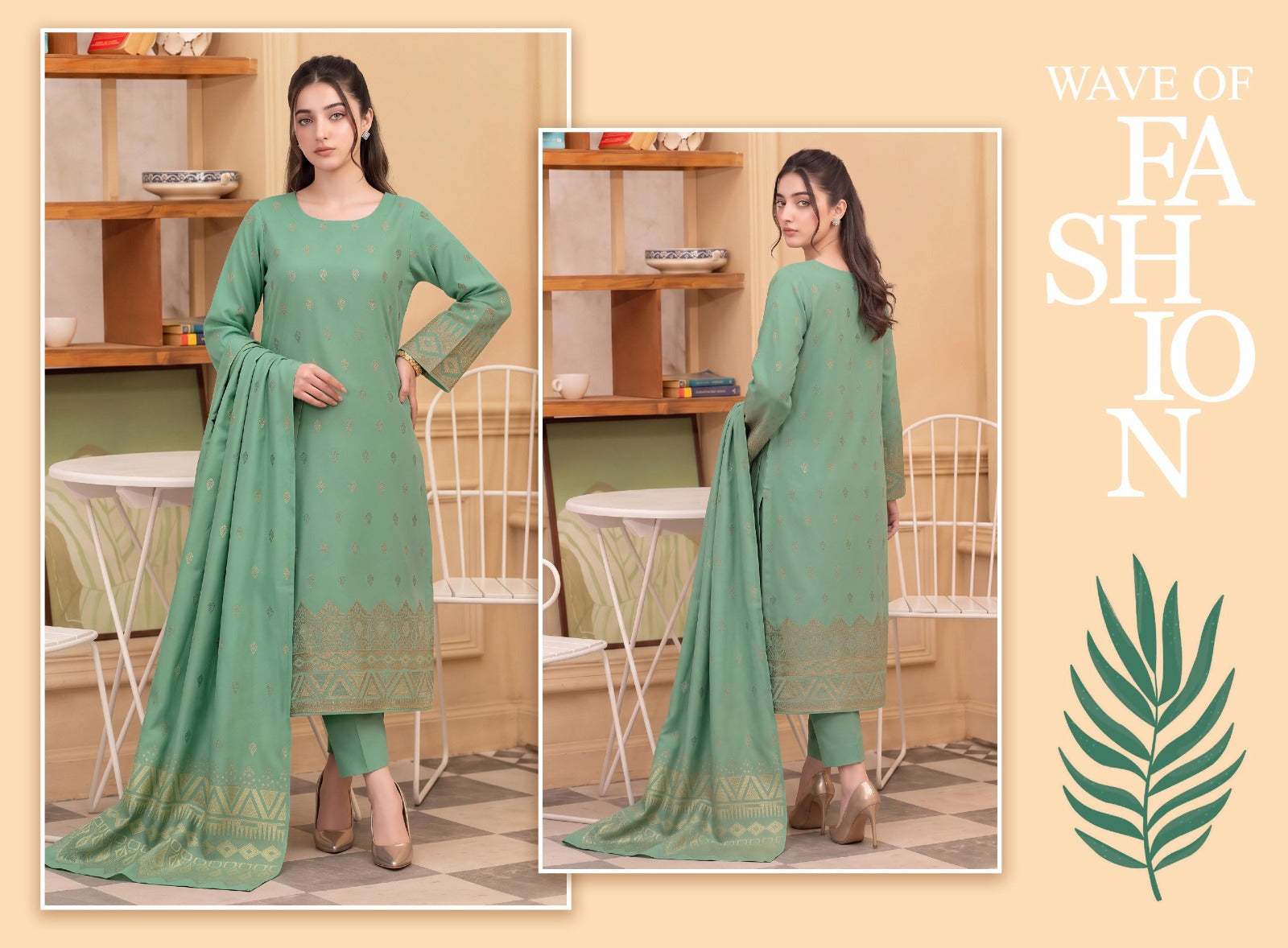 Barosha Jacquard Viscose Lelan 3pcs Suit 001927