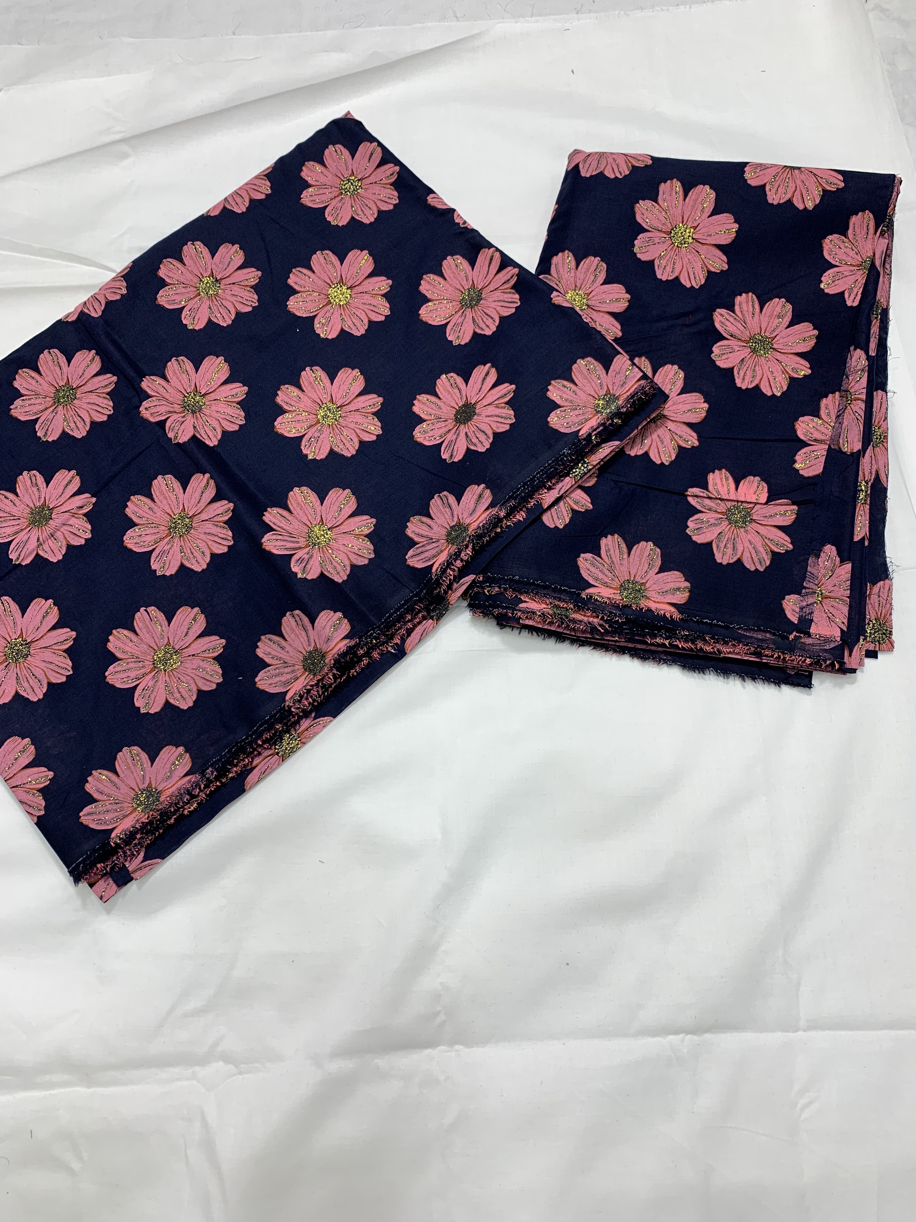 Imported Hand Paint Work Sunflower All-over 2Pc Lawn Block Printed