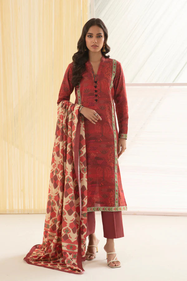 So kamal Stitched Khaddar Shirt Dupatta 2PC DPW-3436 Embroidered