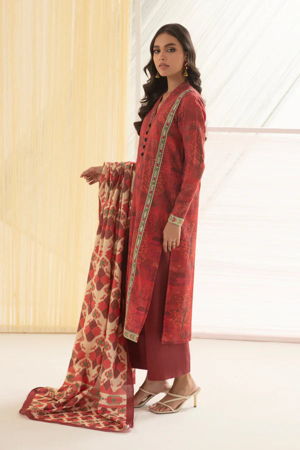 So kamal Stitched Khaddar Shirt Dupatta 2PC DPW-3436 Embroidered