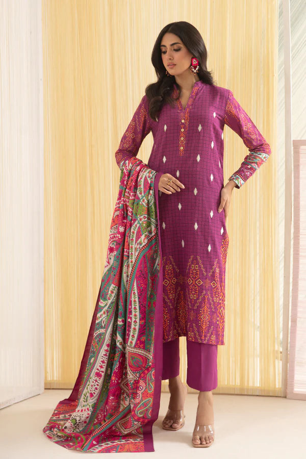 So kamal Stitched Khaddar Shirt Trouser Dupatta 2PC DPW-3439 Embroidered