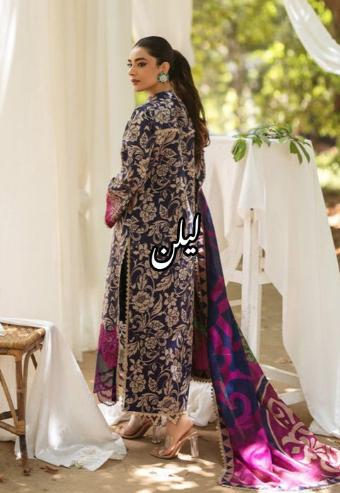 Zainab Chottani Print Lelan Allover 3 pcs لیلن سوٹ D7 TAHIRA