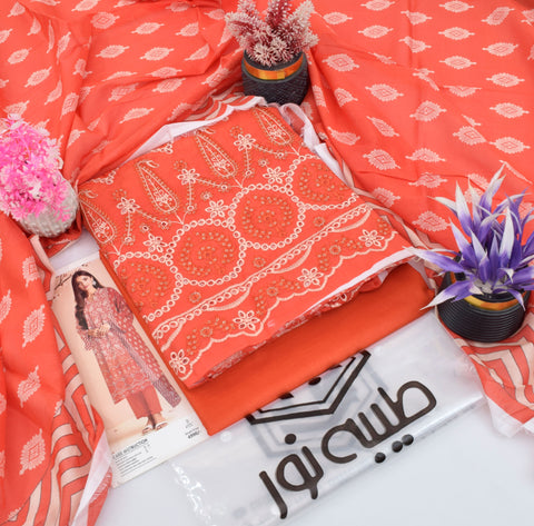 Tayyaba Noor Elegant Chikenkari Lawn Formal 3pcs Lawn Dupatta 000254