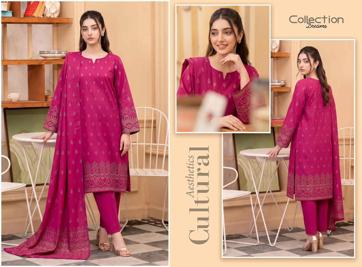 Barosha Jacquard Viscose Lelan 3pcs Suit 001925