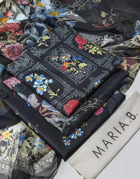Maria B M.Print Unstitched 3Pc Suit Basic MPT-2511-B