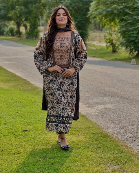 Uswa Zia Outfits Hit 3Pcs Printed Shirt Trouser Dupatta