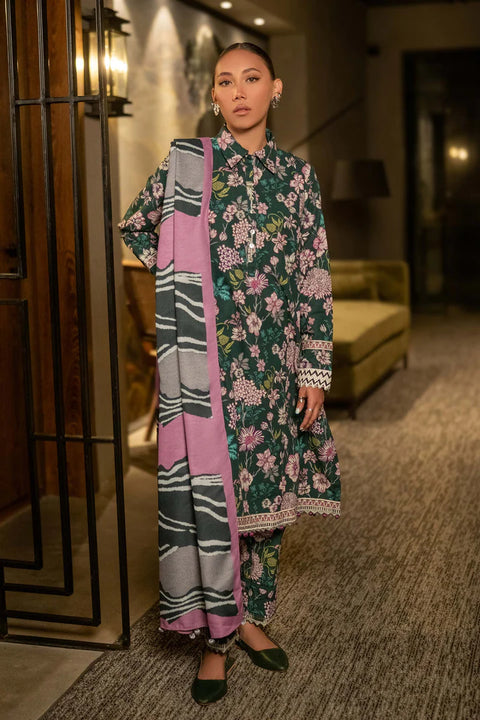 Maria B M Print Khaddar کھ ر Printed 3Pcs  MPrintgreen