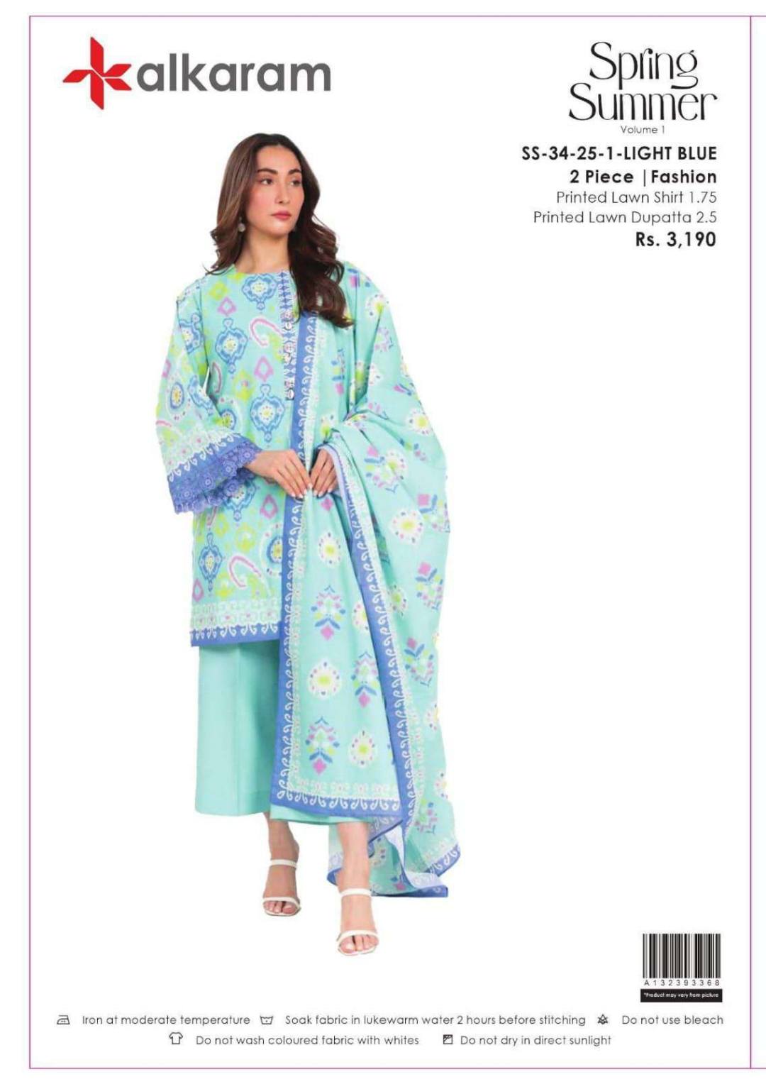 Alkaram Lawn Shirt Dupatta – 2PC SS-34-25-1-Light Blue