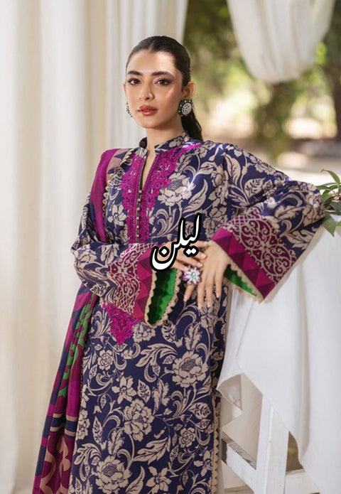 Zainab Chottani Print Lelan Allover 3 pcs لیلن سوٹ D7 TAHIRA