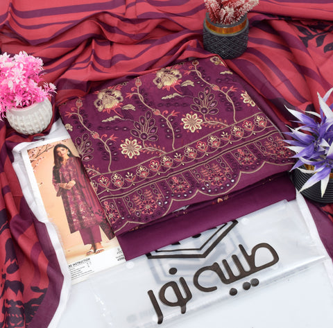 Tayyaba Noor Elegant Chikenkari Lawn Formal 3pcs Lawn Dupatta 000256