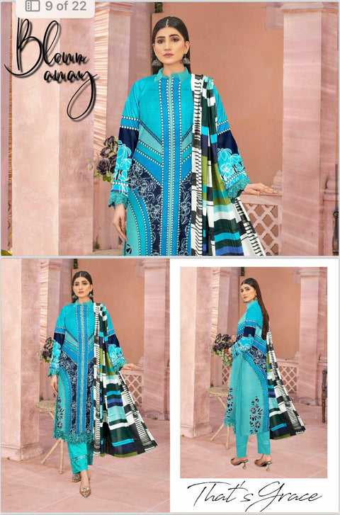 Ittehad Unstitched Lawn 3pcs Shirt Trouser + Dupatta IT616