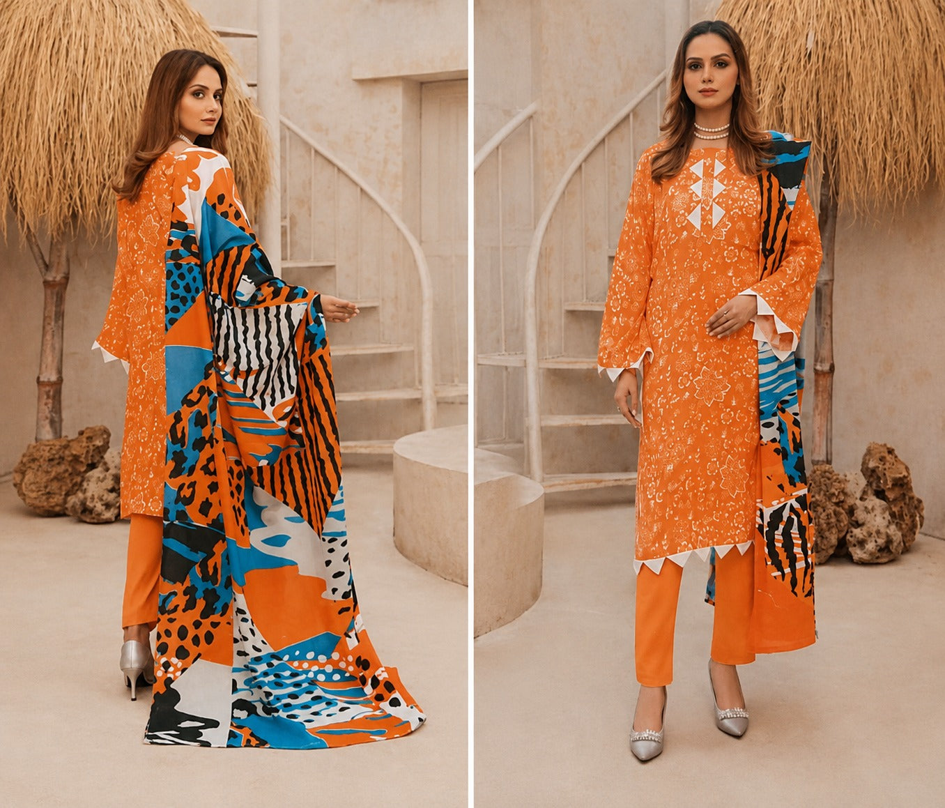 Lala Original Lawn 3-Piece Suit With Cotton Net Shirt & Lawn Dupatta 001785