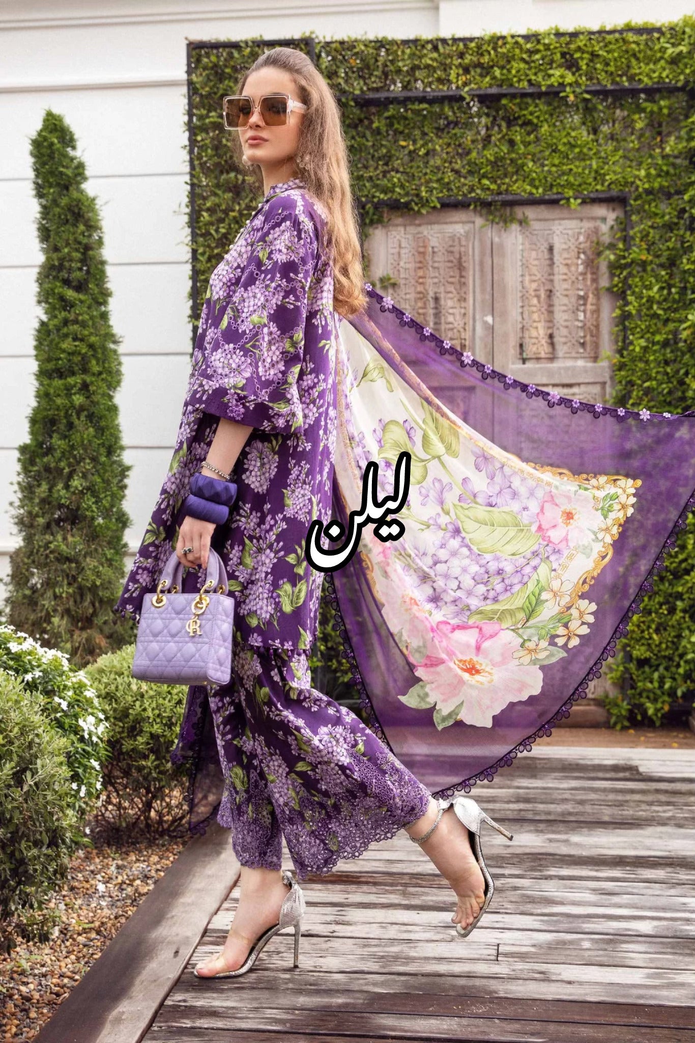 Maria B M Print Lelan Allover 3 pcs lelanhitpurple