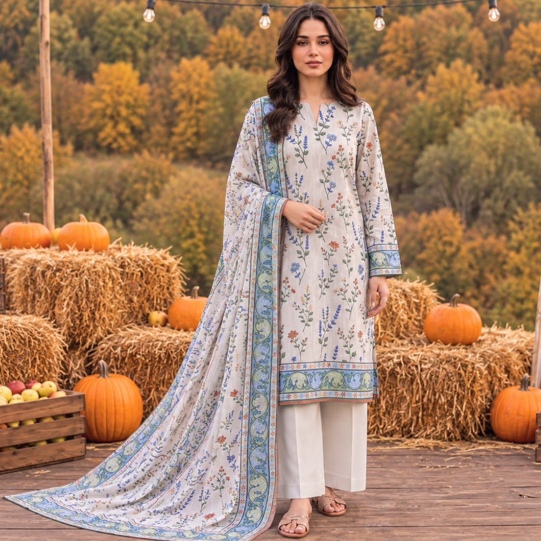 Tayyaba Noor Premium Lelan 3Pcs Digital Printed Unstitched Suit 002034