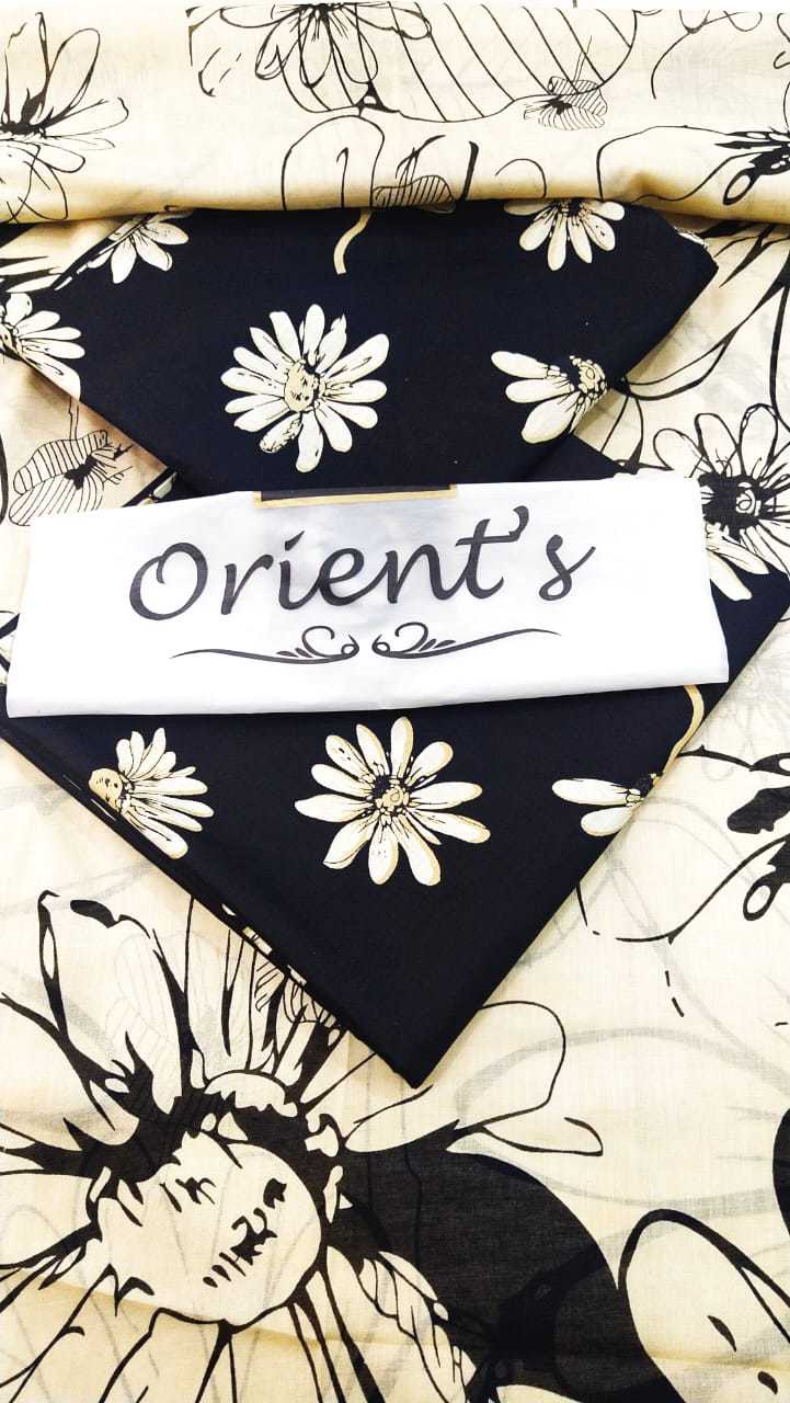 Orient Unstitched Allover Lawn 3 Piece Hit BinSaed Designs (creambinsaed)