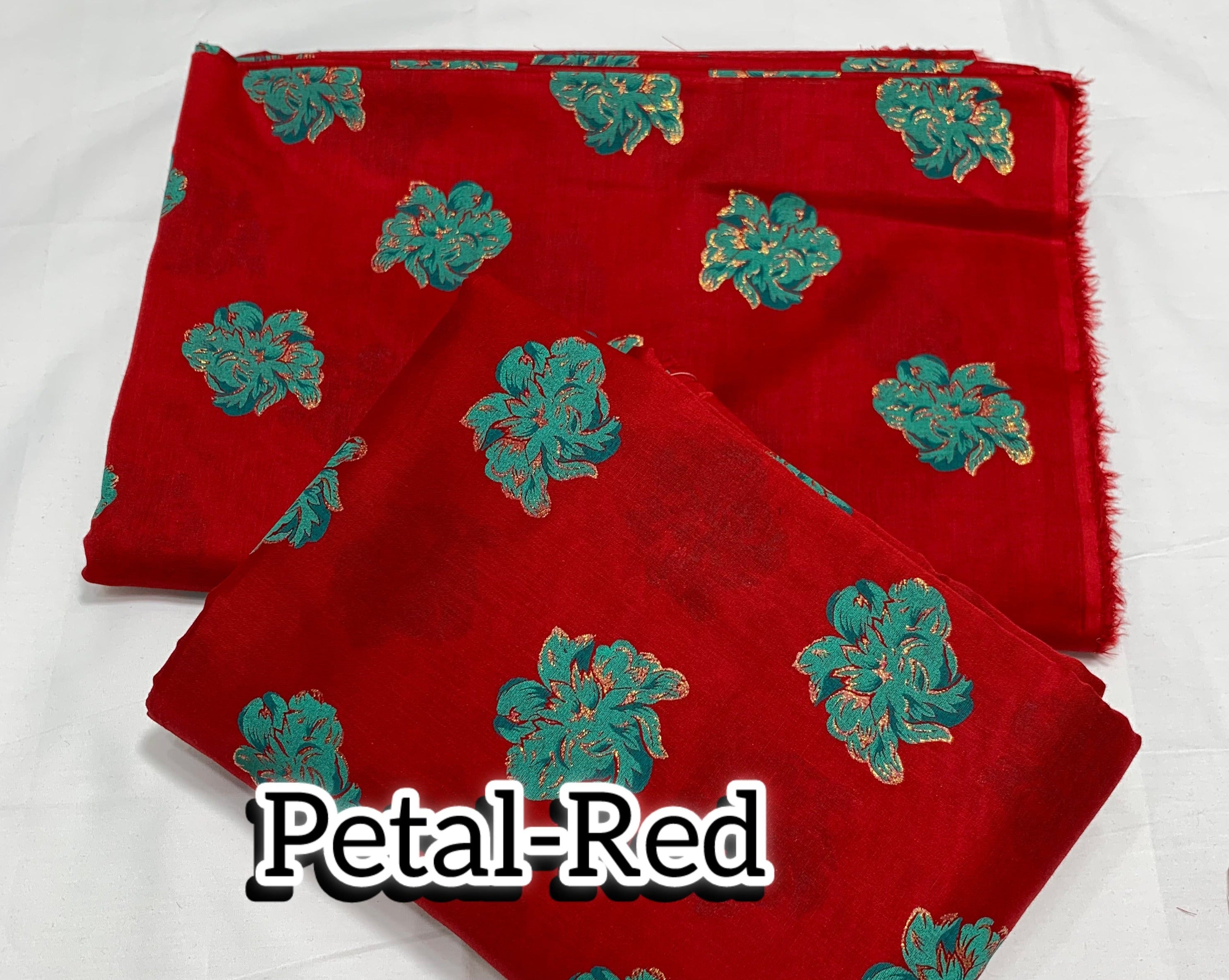 Imported Hand Paint Work All-over 2Pc Lawn Block Printed petal-red