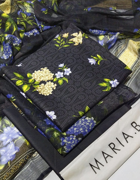 Maria B M.Print Unstitched 3Pc Suit Basic MPT-2602-B