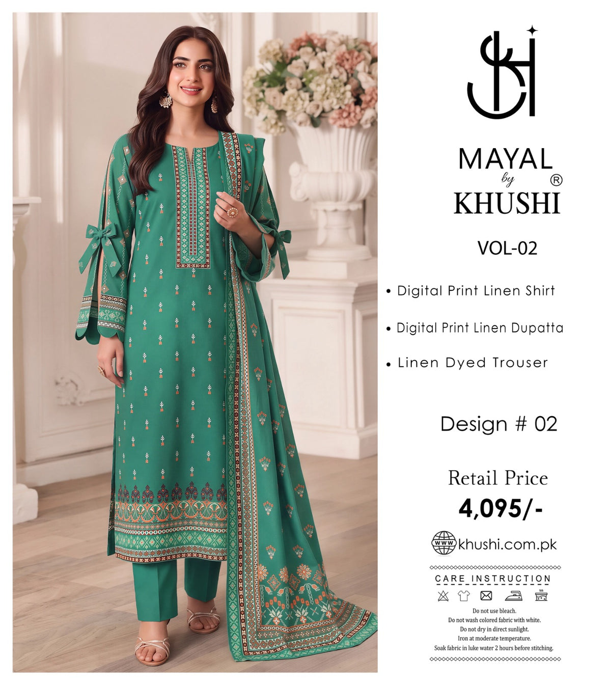 Mayal By Khushi Digital Printed Lelan 3pcs Unstitiched Suit 002066