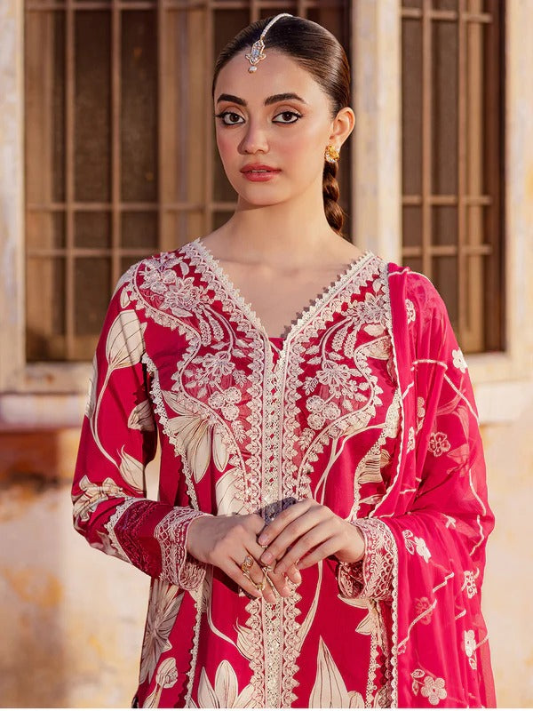 Baroque 3 Piece Unstitched Heavy Embroidered Lawn Replica Suit | UF-703