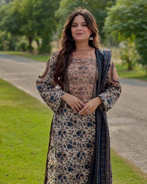 Uswa Zia Outfits Hit 3Pcs Printed Shirt Trouser Dupatta
