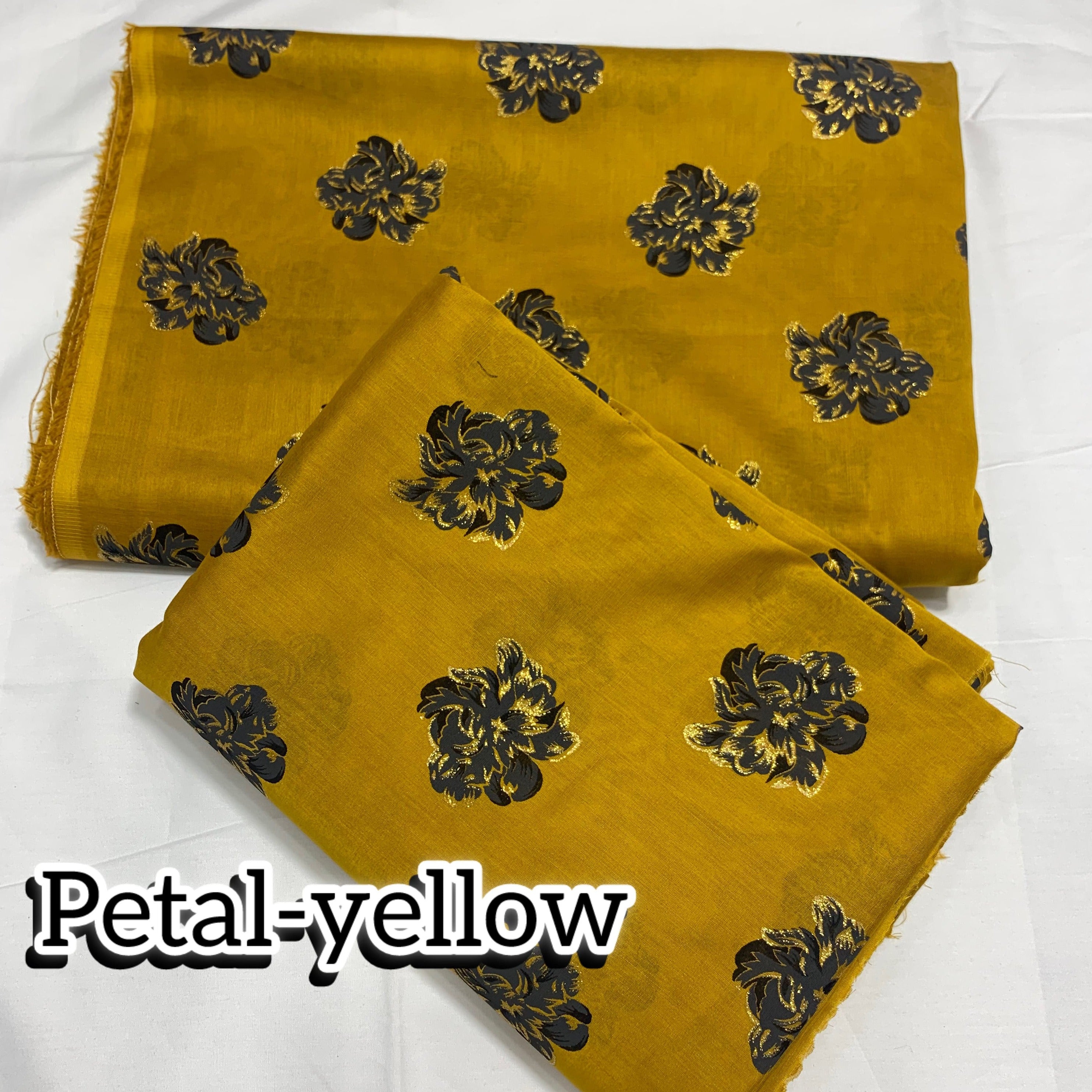 Imported Hand Paint Work All-over 2Pc Lawn Block Printed petal-yellow