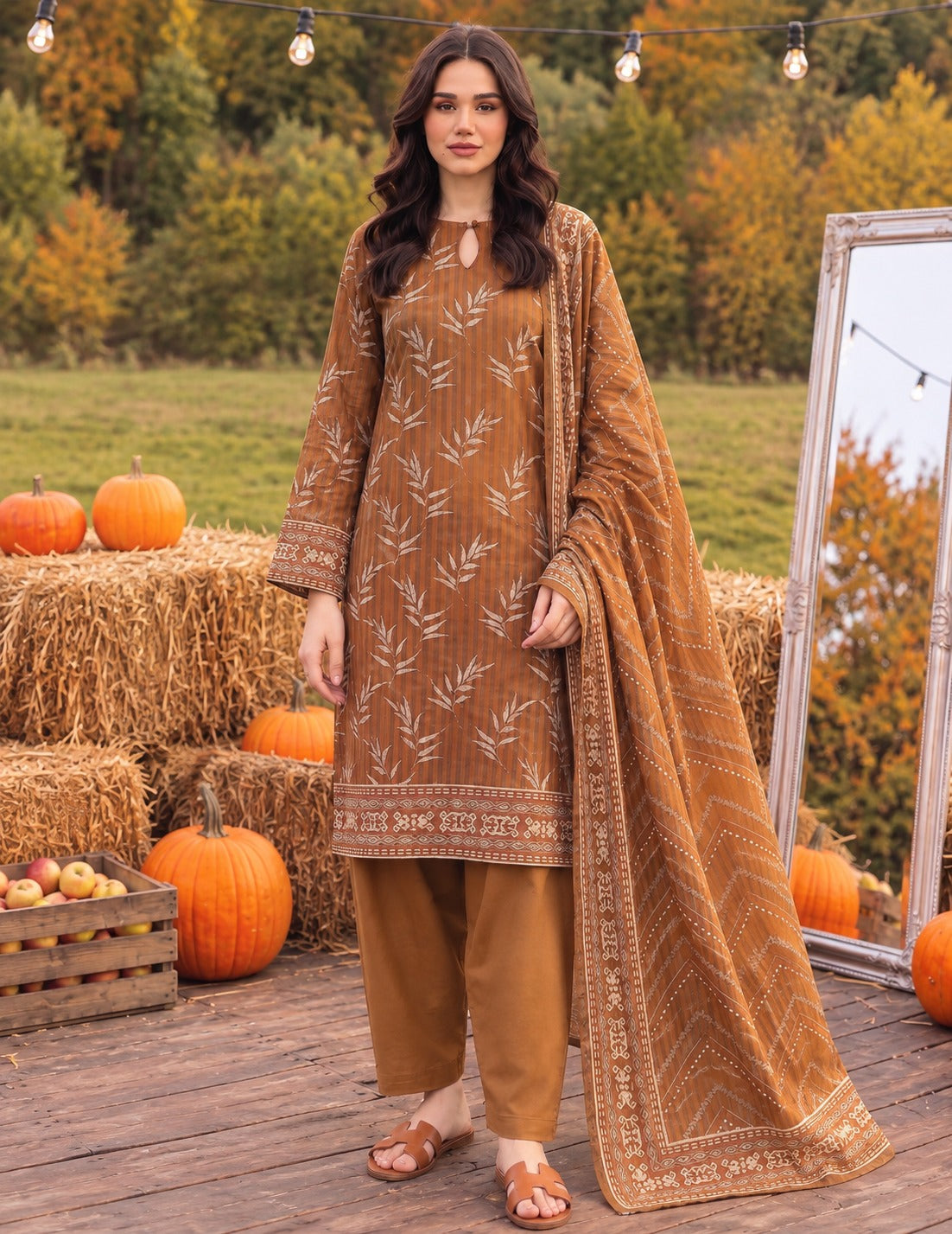 Tayyaba Noor Premium Lelan 3Pcs Digital Printed Unstitched Suit 002032