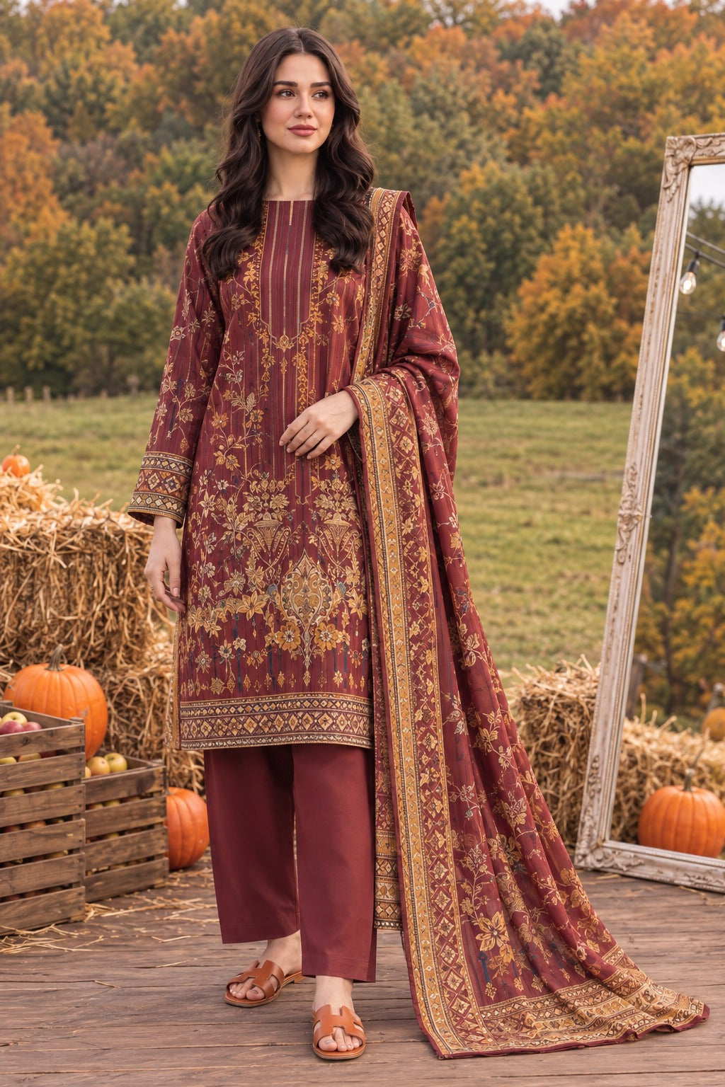Tayyaba Noor Premium Lelan 3Pcs Digital Printed Unstitched Suit 002038