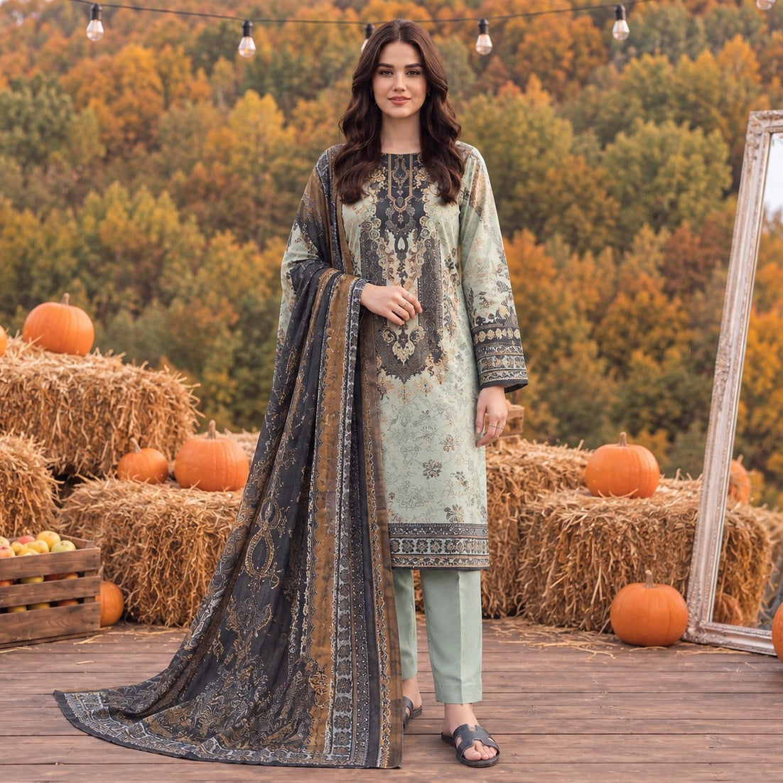Tayyaba Noor Premium Lelan 3Pcs Digital Printed Unstitched Suit 002037