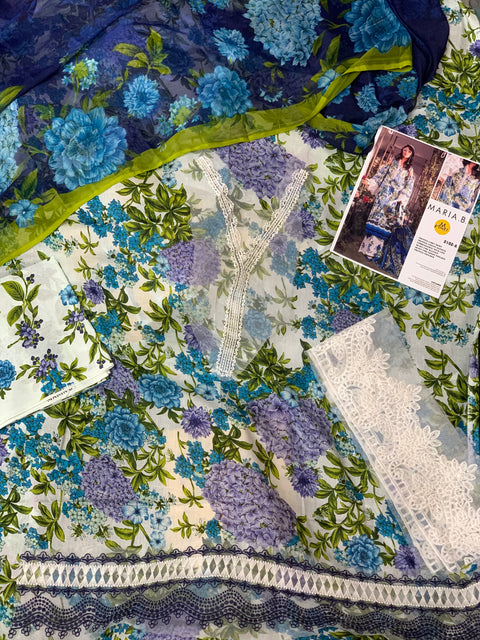 Maria B M.Print Unstitched Embroidered 3Pc MPT-2102-B