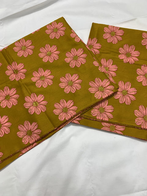 Imported Hand Paint Work Sunflower All-over 2Pc Lawn Block Printed