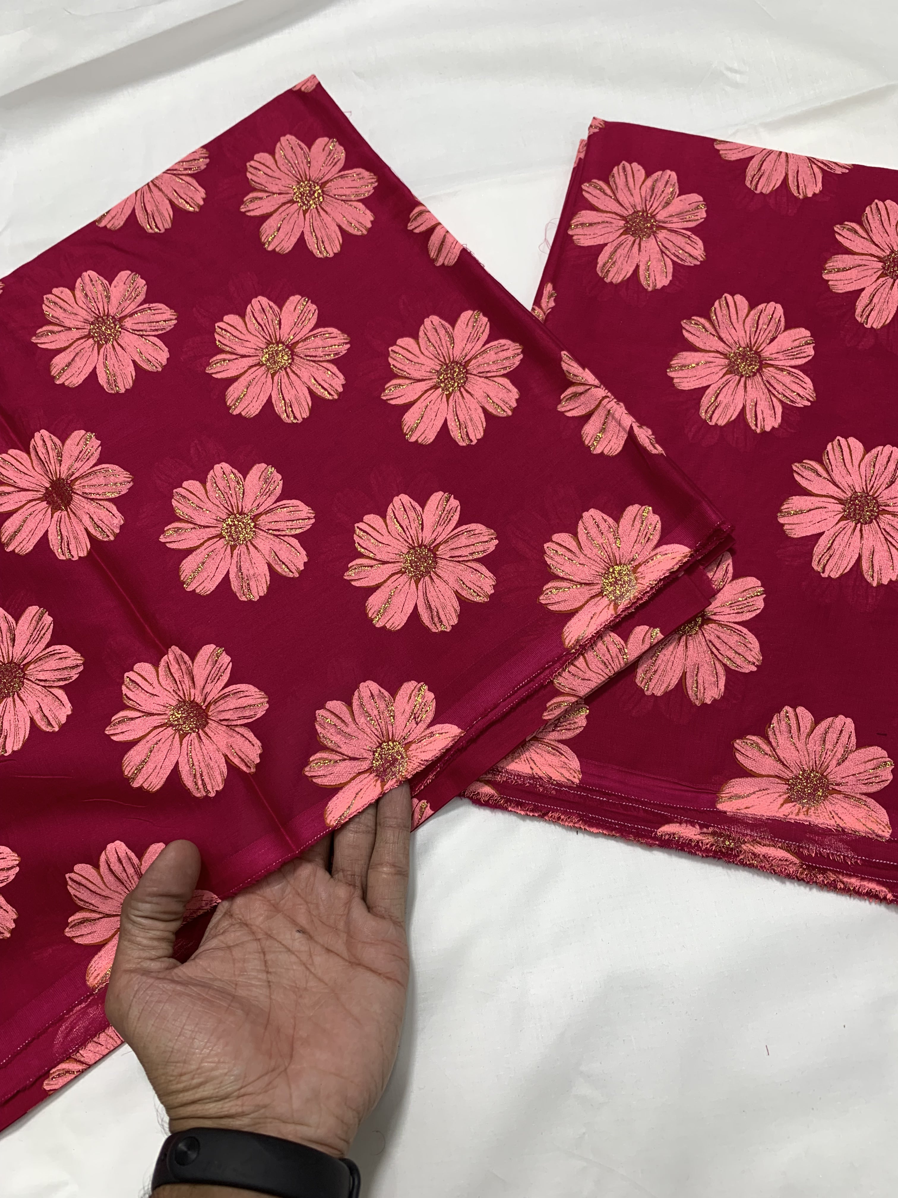 Imported Hand Paint Work Sunflower All-over 2Pc Lawn Block Printed