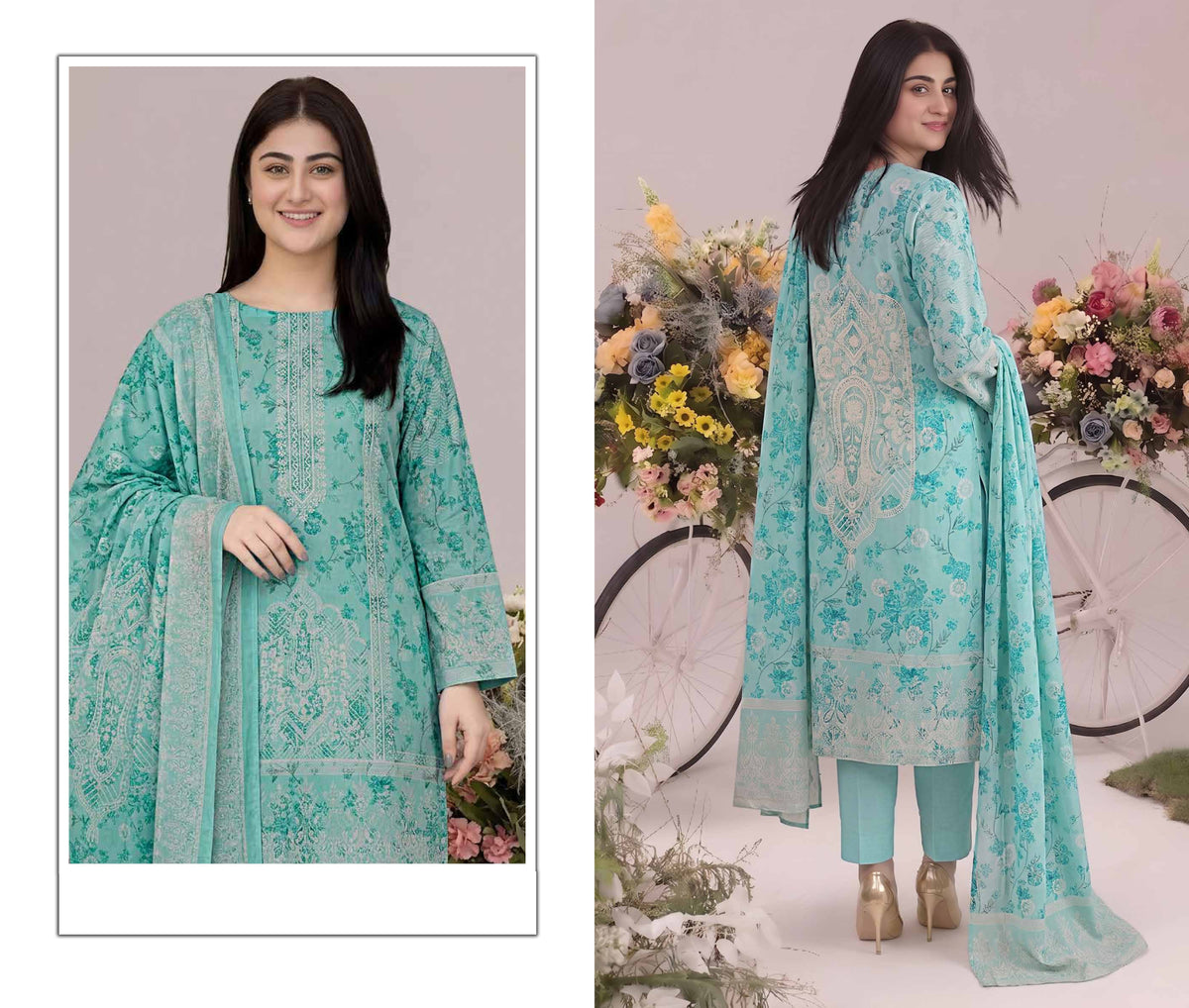 Afsana By Khushi Digital Printed Lelan 3pcs With Dyed Trouser 001948