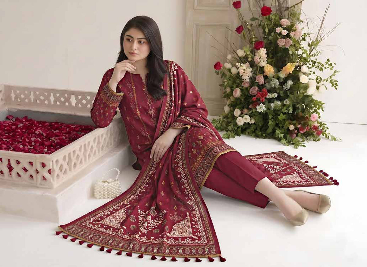 Afsana By Khushi Digital Printed Lelan 3pcs With Dyed Trouser 001949