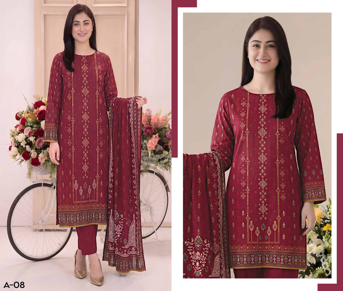 Afsana By Khushi Digital Printed Lelan 3pcs With Dyed Trouser 001949