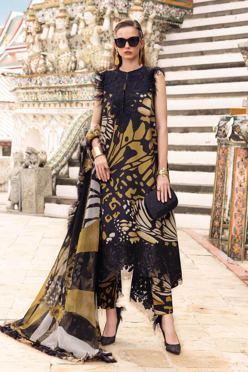 Maria B 3 Piece Unstitched Heavy Embroidered Lawn Replica Suit | MPT-2809-B