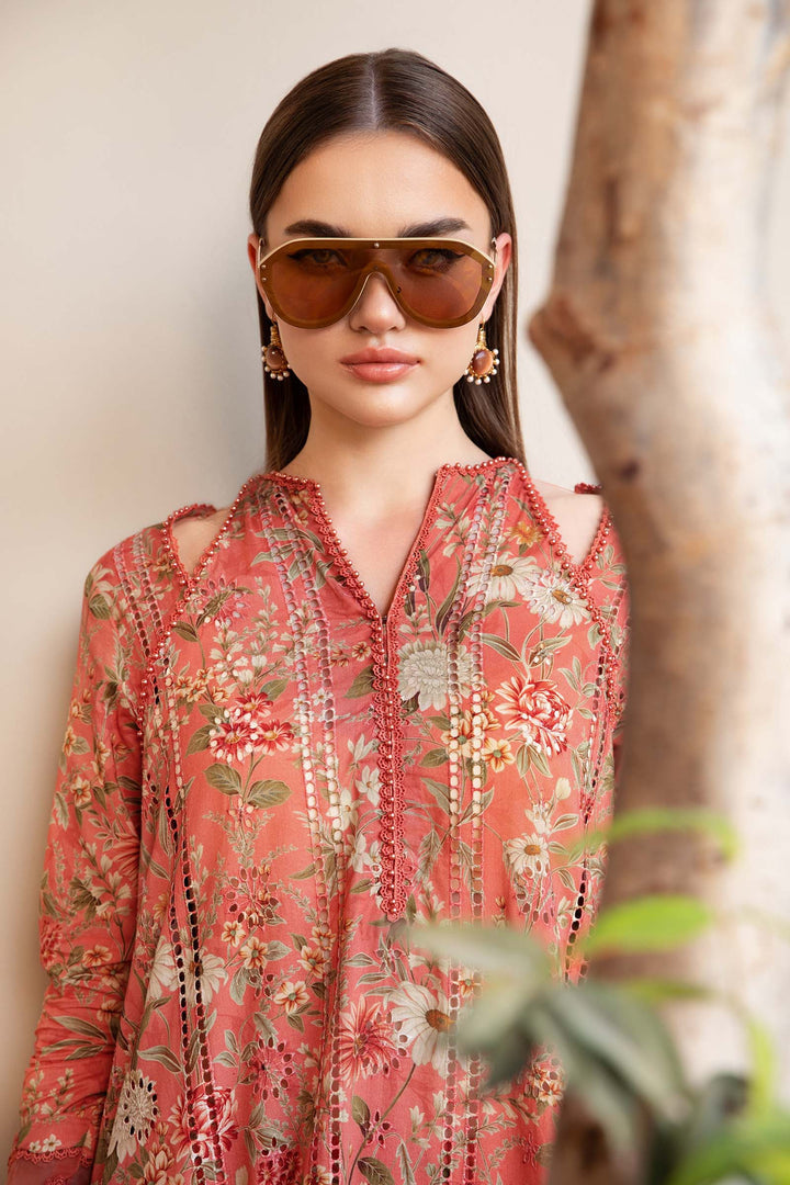 Maria B 3 Piece Unstitched Heavy Embroidered Lawn Replica Suit | MPT2513-A